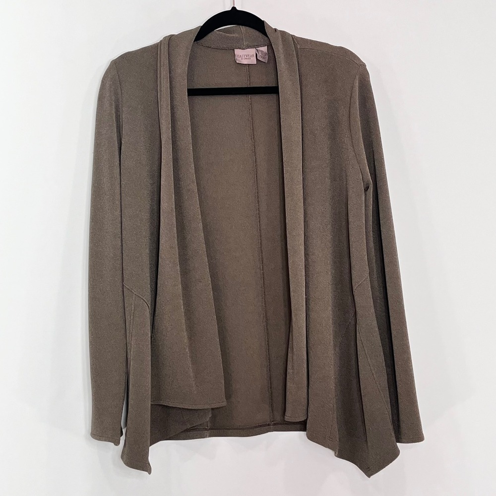 Easywear by Chico's Women Olive Green Open Front Shawl Collar Cardigan Size 0 S